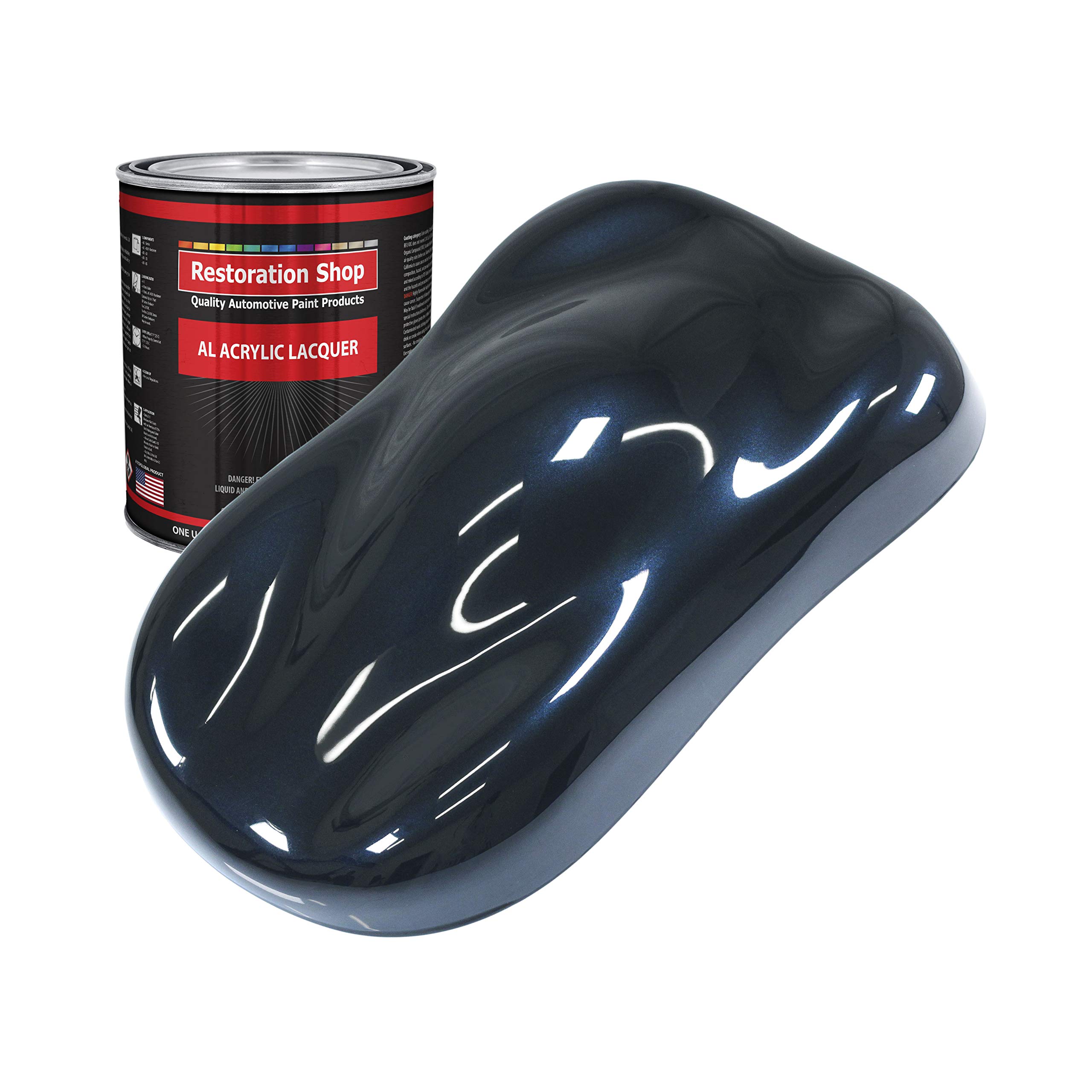 Restoration Shop - Dark Midnight Blue Pearl Acrylic Lacquer Auto Paint (1 Quart) - Professional Gloss Finish for Cars, Trucks, Motorcycles, Guitars & Furniture - Perfect for DIY Auto Restoration, Custom Paint Jobs & Vehicle Touch-Ups