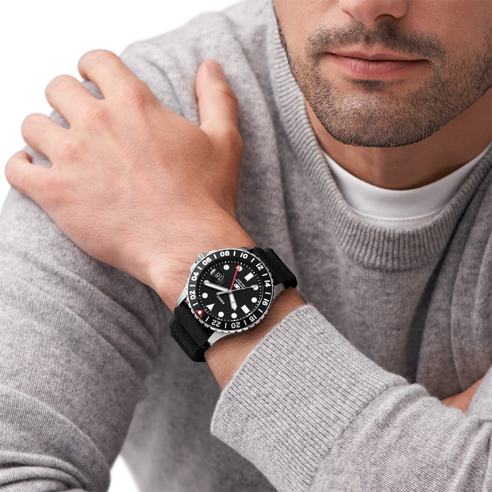 Fossil Blue GMT FS6036 Men's Stainless Steel Watch - Waterproof Chronograph for Travel, Business & Casual Wear