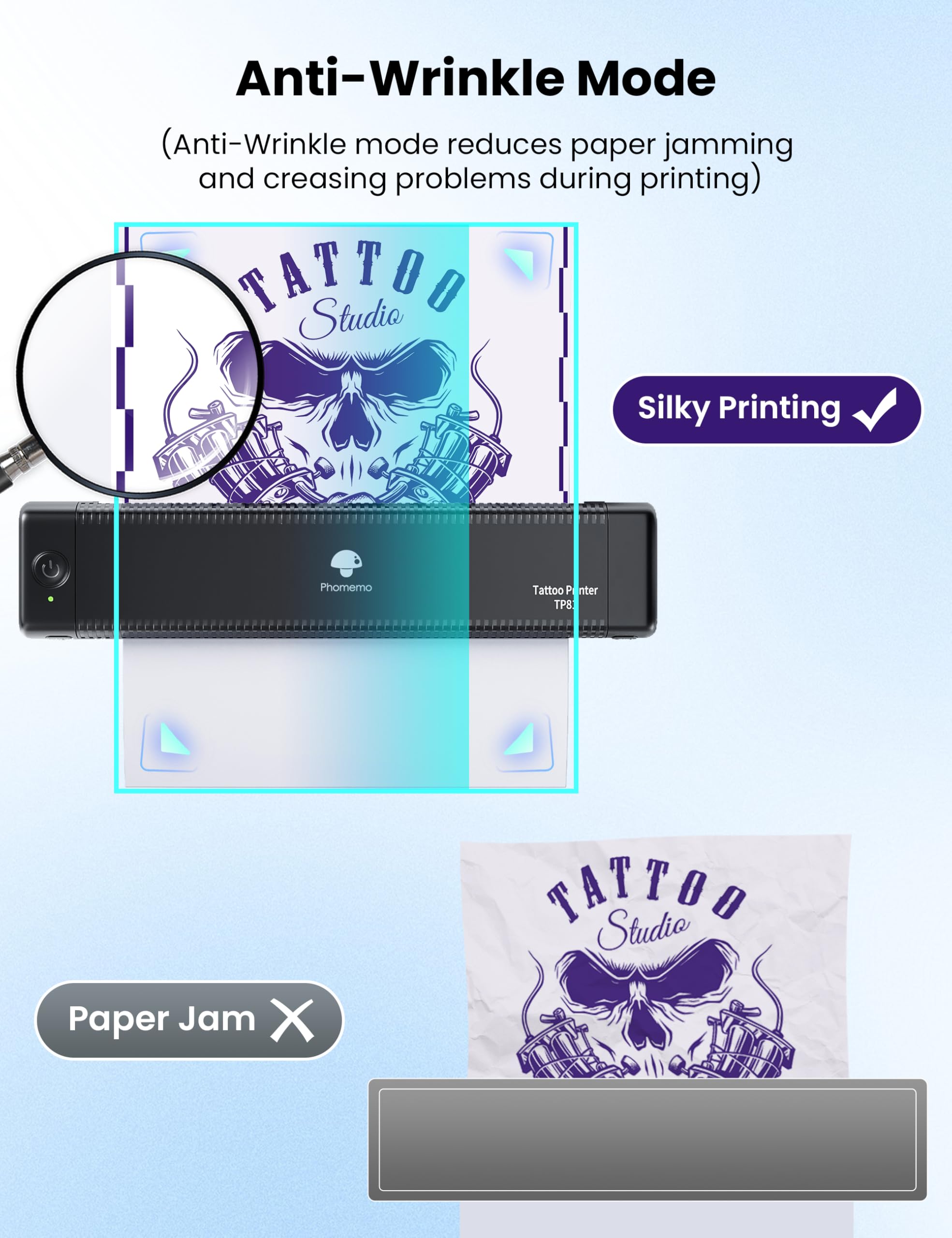 Phomemo TP81 Ultra Wireless Tattoo Stencil Printer - Professional Tattoo Machine Printer with 10 Transfer Papers | Compatible with iPad, iPhone, Android & PC | Perfect for Tattoo Artists & Beginners | Create Custom Designs at Home or Studio