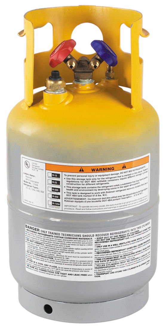 Robinair 17605 Refrigerant Tank with Float Switch - 30 lbs. for HVAC Systems | AC Recharging & Automotive Repair Equipment