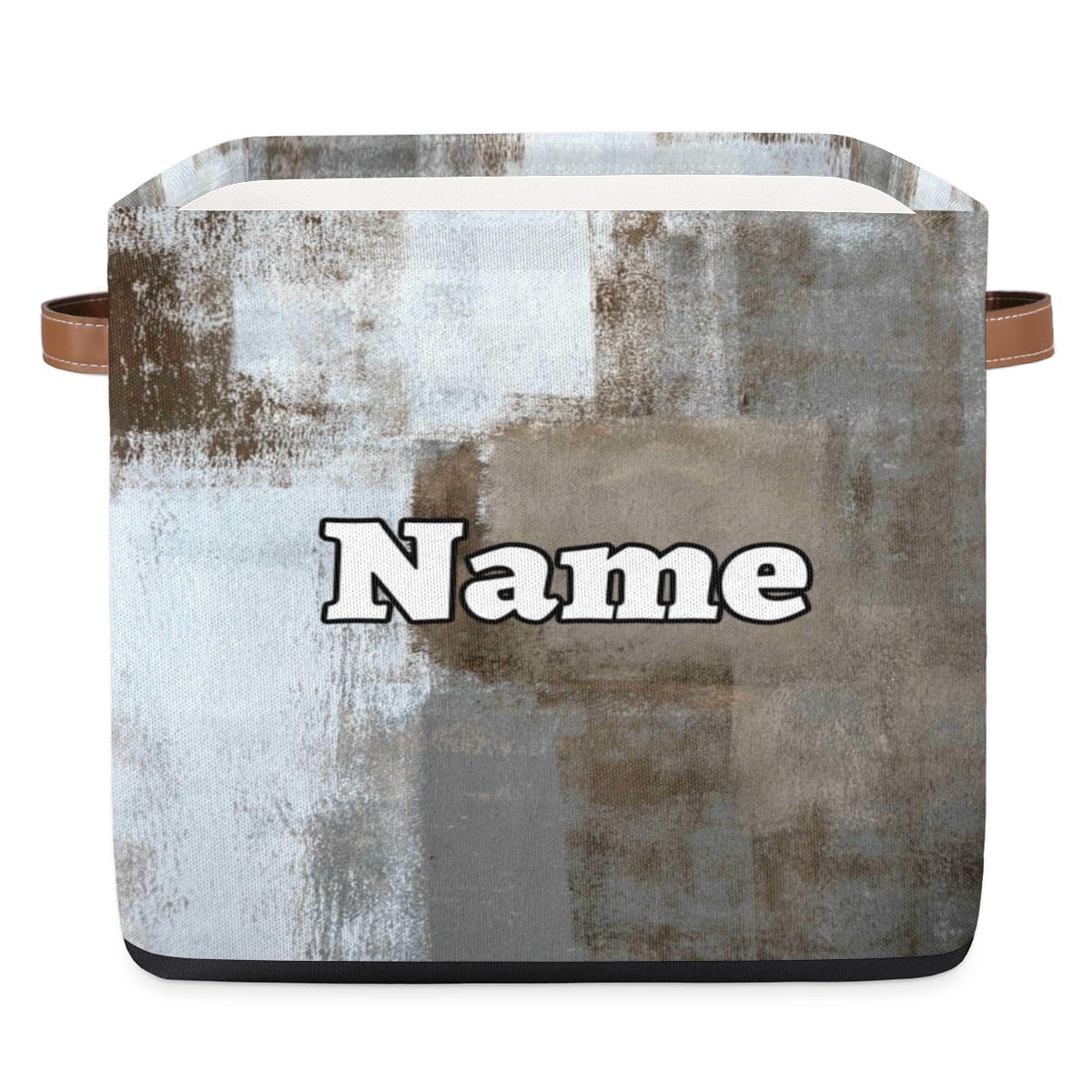 Custom Gray Fabric Storage Bins with Handles - Personalized Abstract Art Cube Organizers for Toys, Shelves & Closet | Perfect for Home Organization & Nursery Storage