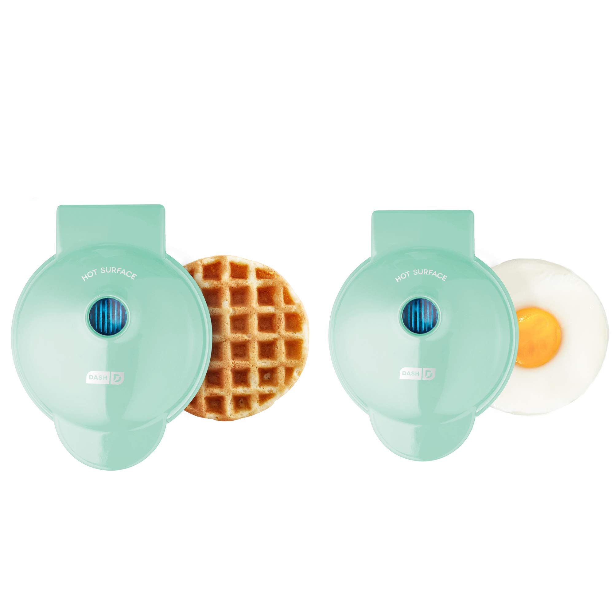 DASH Mini Maker Waffle Maker and Griddle Combo Set - 2-in-1 Breakfast Appliance for Waffles and Pancakes - Compact and Portable for Home, Dorm, Office Use - Aqua Blue