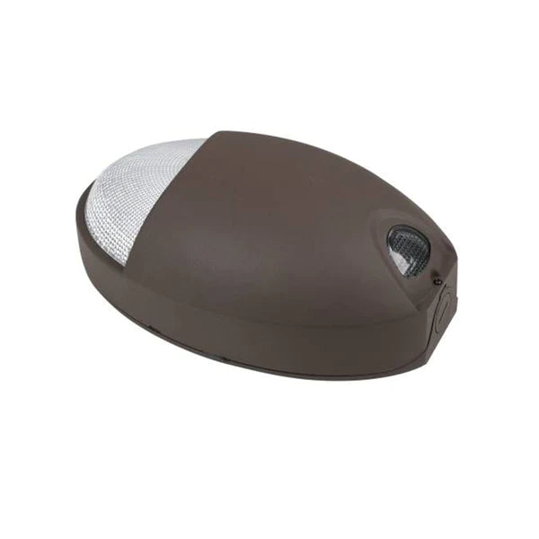12W Oval LED Emergency Wall Pack Light - 5000K Daylight Bronze - Outdoor Security Lighting for Driveways, Garages & Walkways