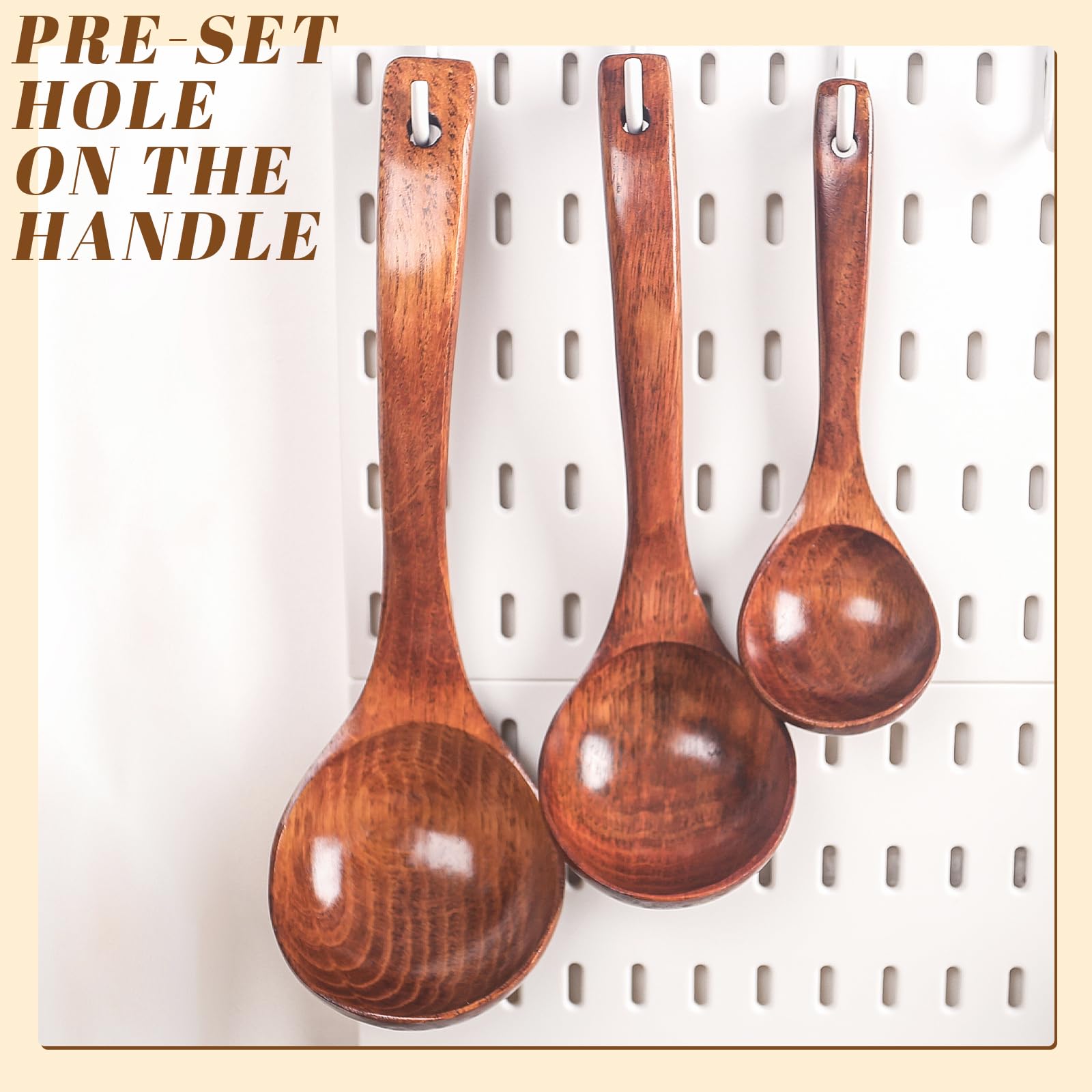 HANSGO 3-Piece Natural Teak Wooden Spoon Set - Non-Stick Cooking Utensils for Soup, Stirring & Serving | Durable Kitchen Tools for Baking, Sauteing & Everyday Cooking