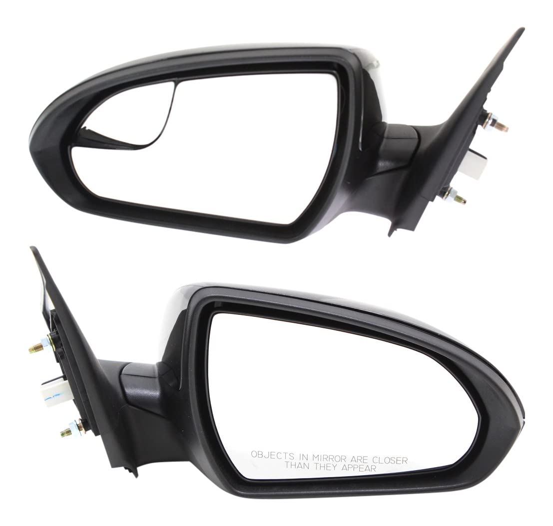 2017-2018 Hyundai Elantra Power Heated Side Mirrors - Driver & Passenger Replacement - No Signal Light/Blind Spot Monitor - OEM Style Paintable - Perfect for Winter Driving & Enhanced Visibility
