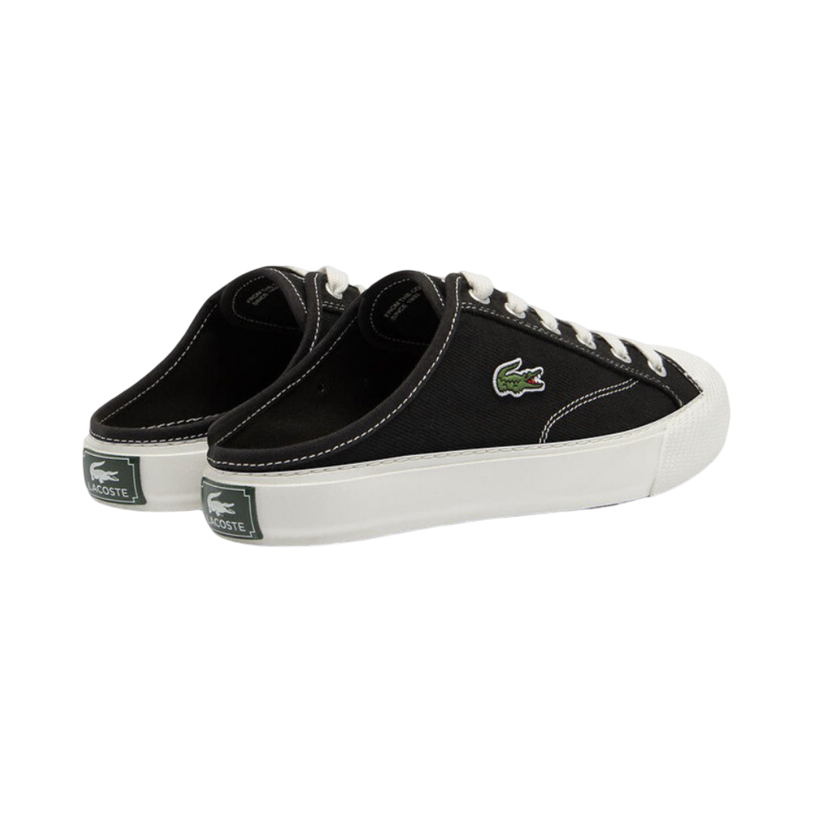 Lacoste Women's Backcourt Mule 124 - Black & Off White Slip-On Shoes | Comfortable Casual Loafers for Women | Perfect for Home, Office & Everyday Wear