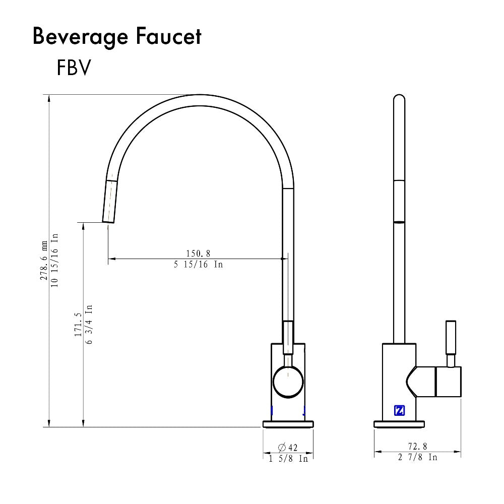ZLINE Single Handle Drink Faucet in Champagne Bronze - Premium Pull-Down Kitchen Faucet with High Arc Spout for Modern Home, Office, or Restaurant Use