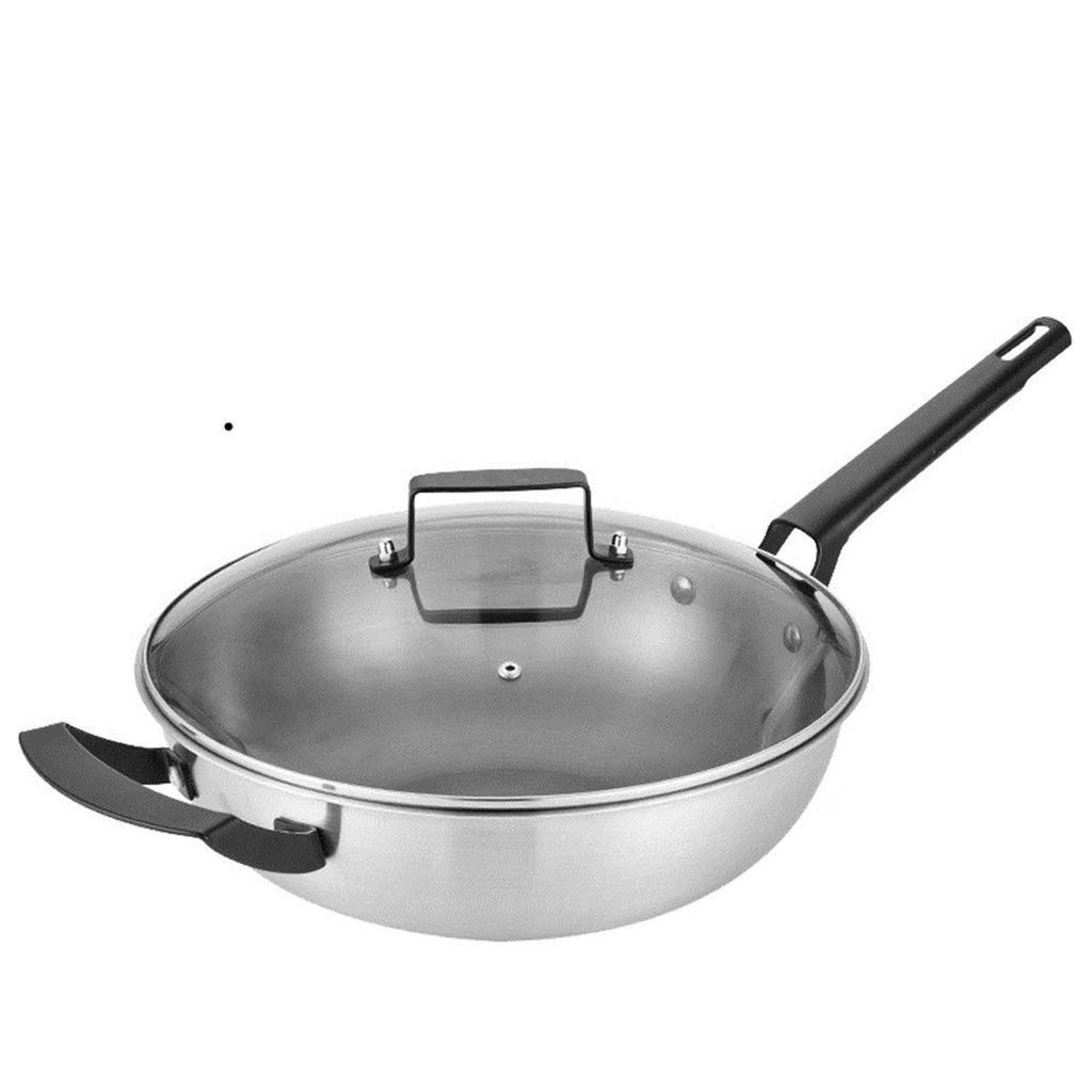 CUJUX Hard Anodized Nonstick Wok Pan with Lid - 12/14 Inch Flat Bottom Stir Fry Pan for Induction Cooktops - Perfect for Asian Cooking, Sautéing & Deep Frying