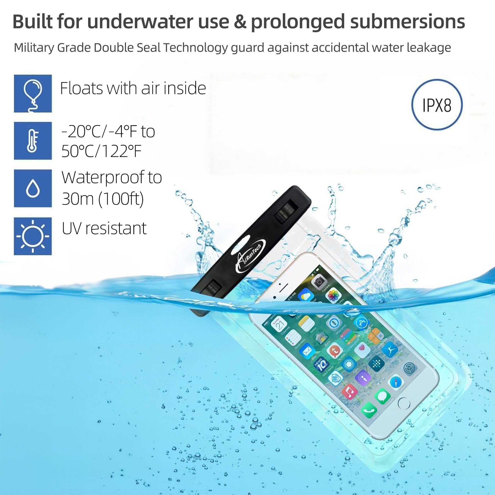 **AiRunTech Waterproof Phone Pouch - 3 Pack Dry Bag for iPhone 14/13/12 Pro Max Plus & Phones Up to 7.0