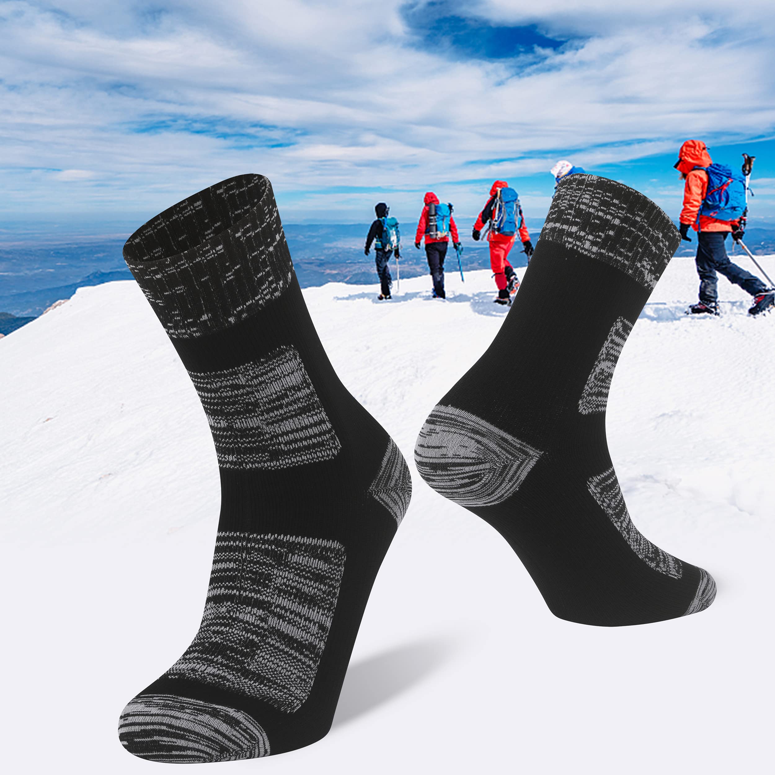 Waterproof Socks for Men & Women - Breathable Cushioned Outdoor Sports Socks for Hiking, Running, Skiing & Wading - All-Weather Crew Boot Socks for Cold & Wet Conditions