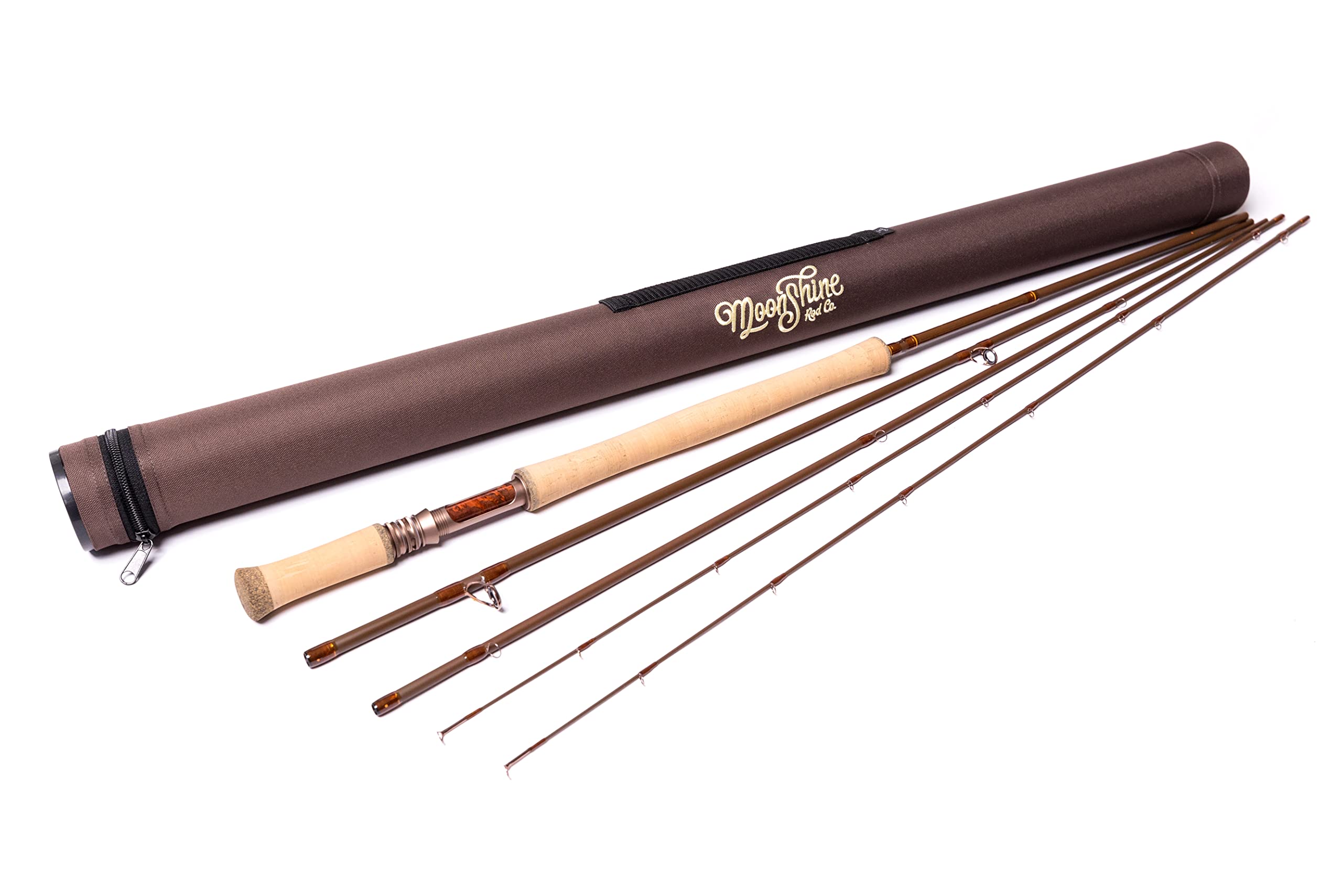 Moonshine Rod Co. Premium Fly Fishing Rod with Carrying Case & Extra Tip - Slow/Medium/Fast Action - Ideal for Trout, Bass & Salmon Fishing in Rivers & Lakes