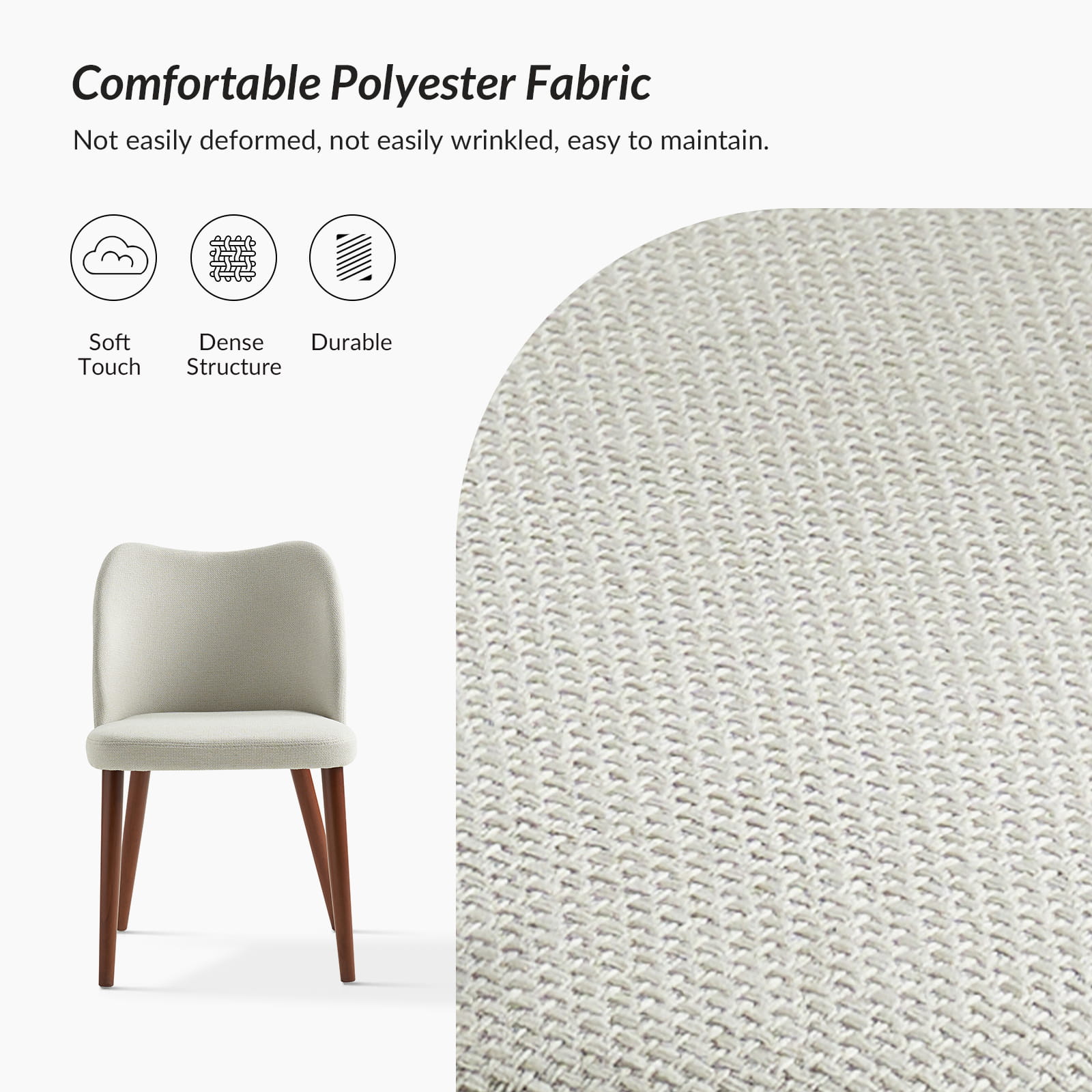 Mid Century Modern Upholstered Dining Chairs - Diana Collection | Stylish Upholstered Side Chairs for Kitchen, Dining Room & Office | Comfortable & Elegant Seating Solution