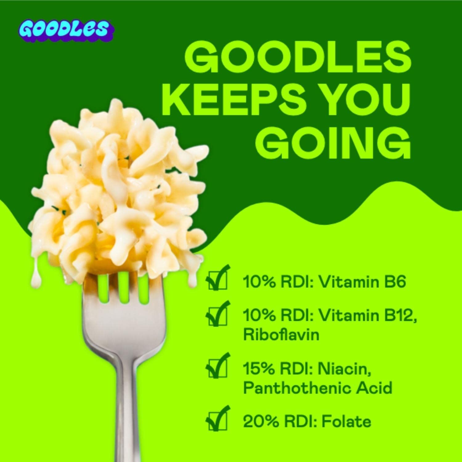 Goodles Vegan Is Believin’ Mac & Cheese 12-Pack (5.25oz Each) - High Protein (12g), Fiber (7g) with Prebiotics, 21 Essential Nutrients - Kosher & Clean Label Certified - Perfect for Quick Vegan Meals & Healthy Family Dinners