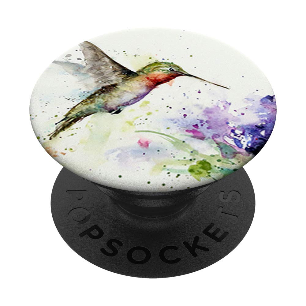 Swappable PopGrip with Cute Hummingbird Watercolor Design - Phone & Tablet Grip for Secure Hold | Perfect for Everyday Use, Commuting, and Hands-Free Selfies