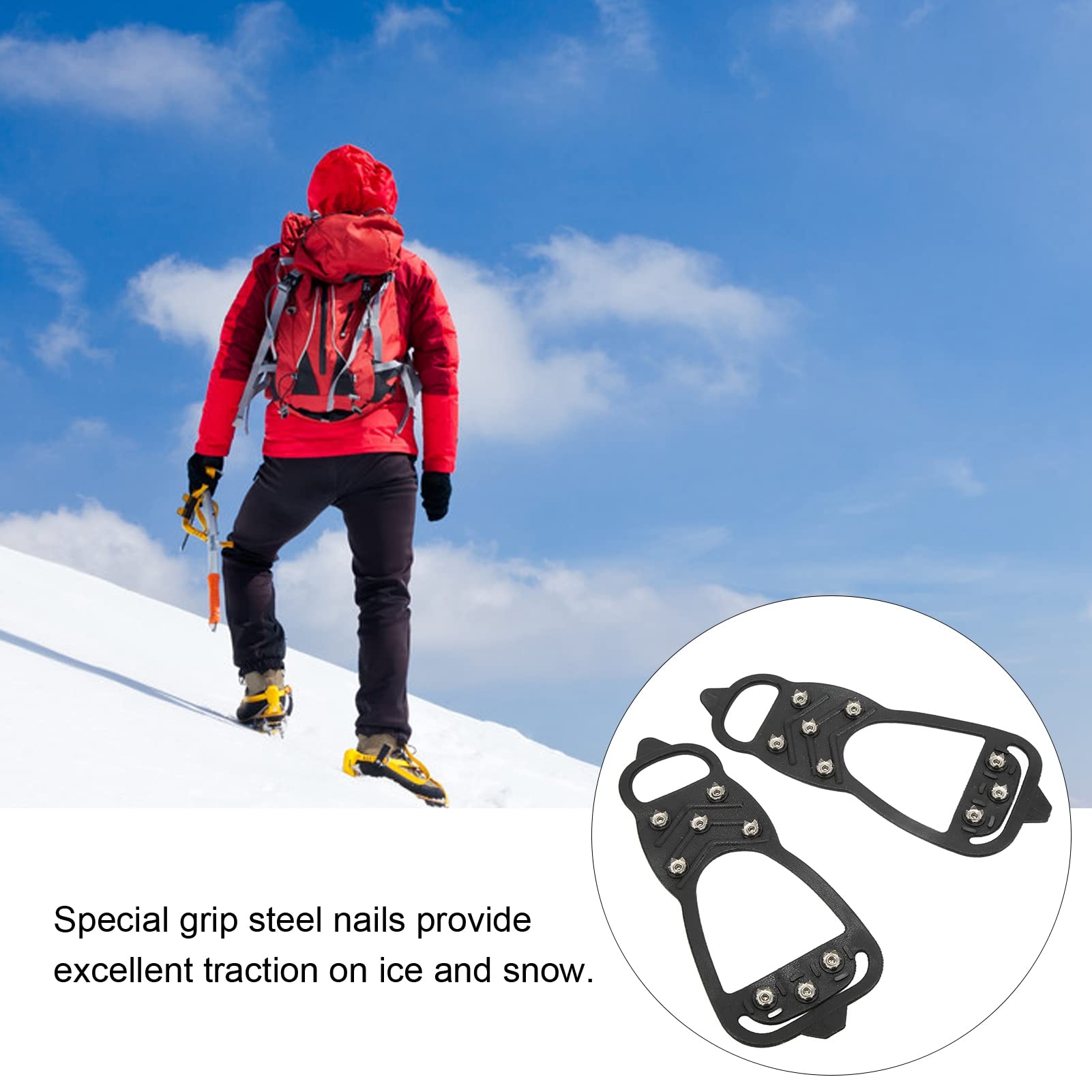 Best Crampons for Snow & Ice - Portable Flexible Anti-Slip Ice Cleats for Hiking, Walking & Winter Sports (XL Size) - Perfect for Mountain Climbing, Trail Running & Icy Commutes