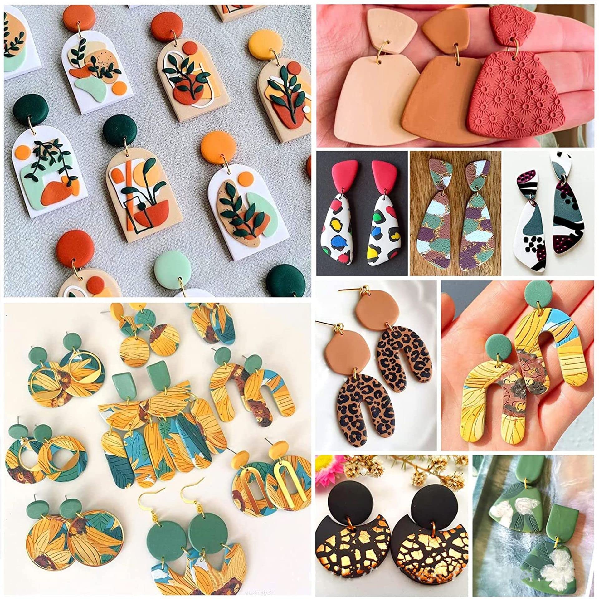 DIYOOHOMY 24 Pcs Polymer Clay Cutters - Metal Clay Earring Jewelry Making Kit with Geometric Flower Molds - Perfect for DIY Crafts, Handmade Jewelry & Polymer Clay Art Projects