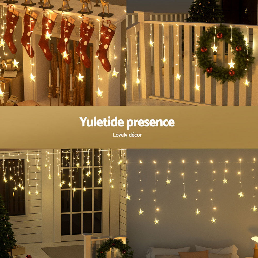 160 LED 6M/20FT Solar Powered Christmas Icicle Lights - Warm White Waterproof Outdoor String Lights for Holiday Decorations, Christmas Tree, Garden, Patio, and Roof Decor