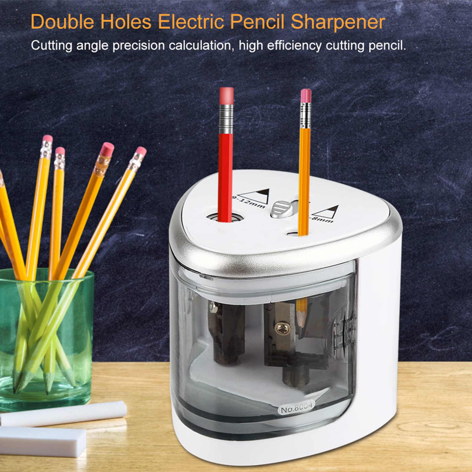 Electric Pencil Sharpener for Colored Pencils & Crayons - Dual Hole Automatic Sharpener for Standard Pencils, Art Supplies & Makeup Tools - Perfect for Office, School & Artist Studio Use