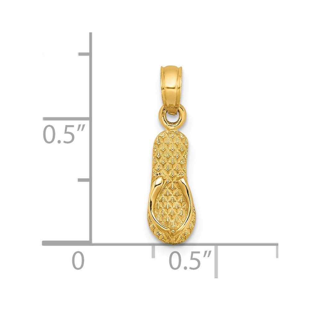 Jewels By Lux 14K Yellow Gold Myrtle Beach Flip-Flop Pendant Charm - Perfect for Beach Vacations, Summer Jewelry & Coastal Fashion Accessories