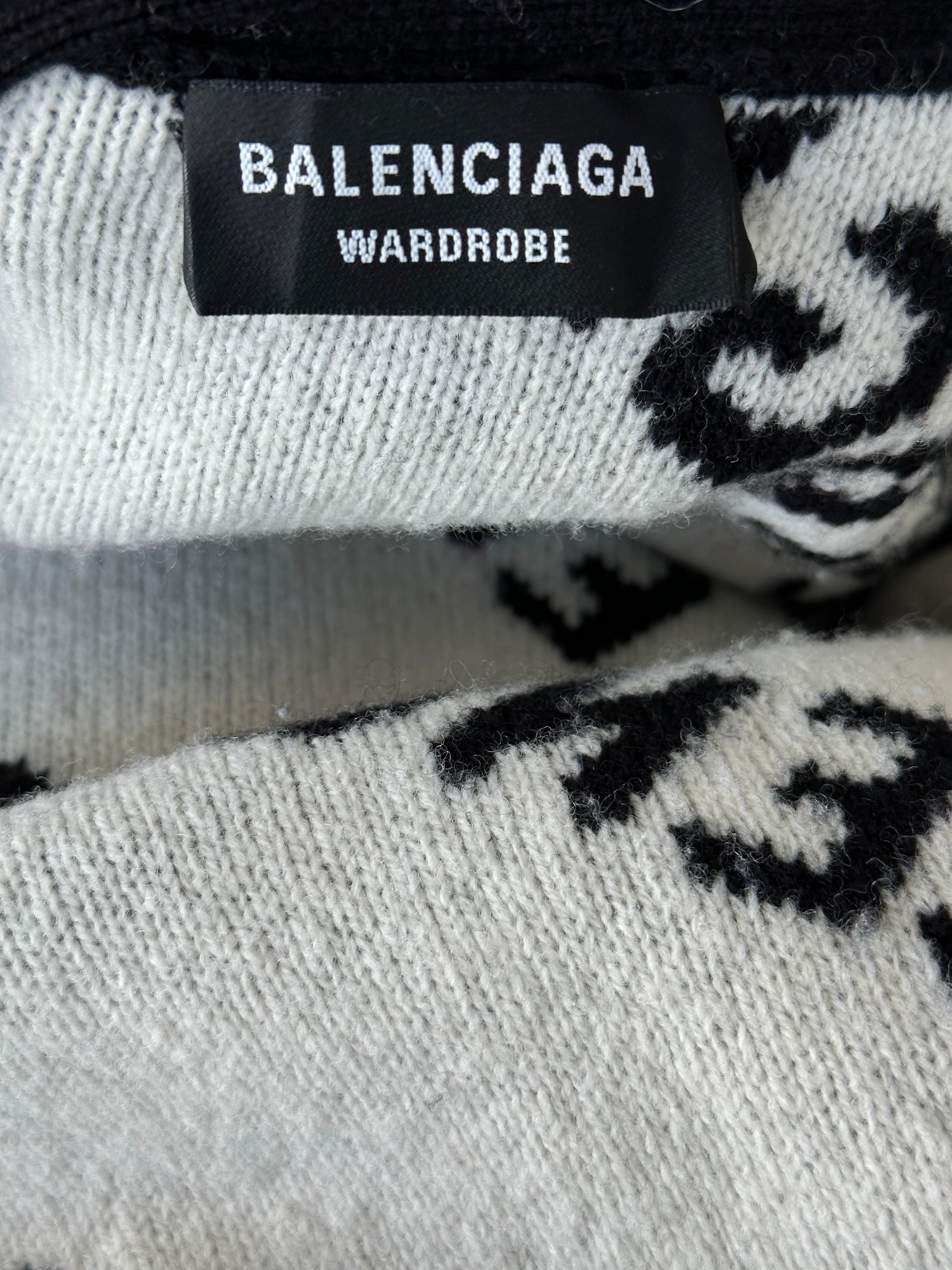 Balenciaga Black & White Logo Print Cardigan Sweater | Luxury Designer Knitwear for Men & Women | Perfect for Casual Outfits & Streetwear Fashion