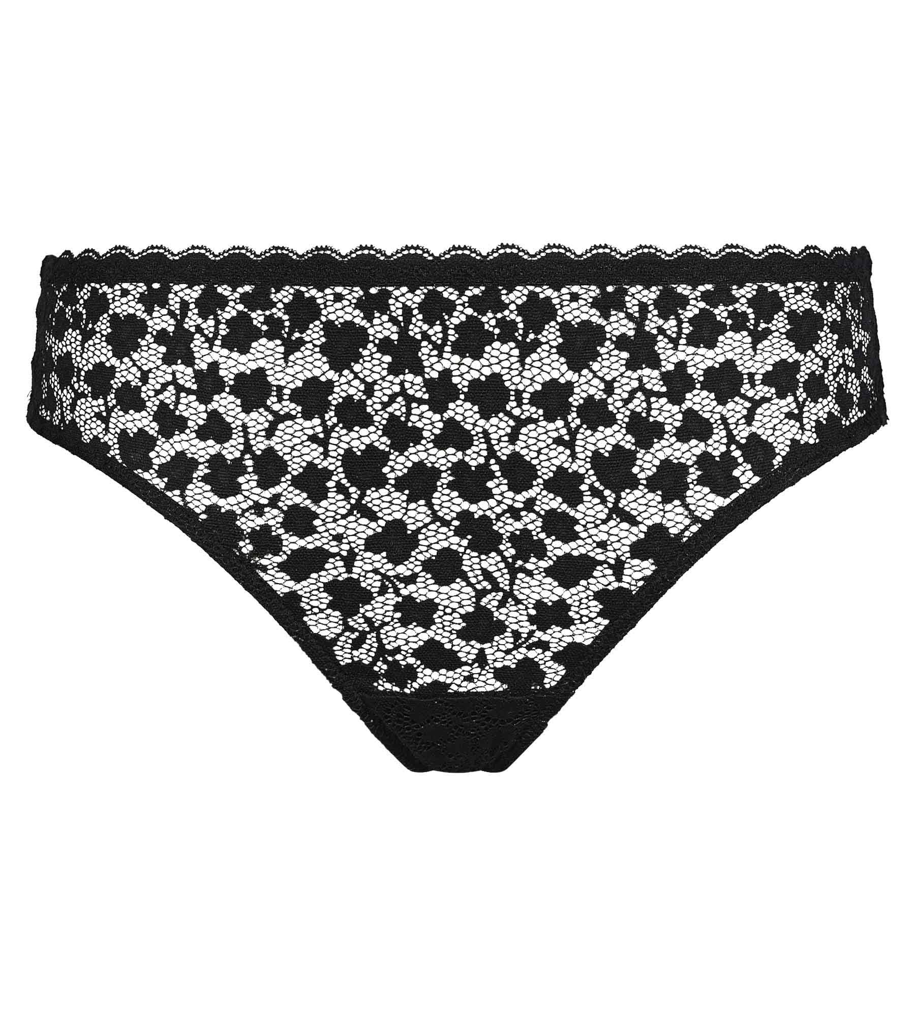 Black Daisy Lace Floral Midi Culotte for Women - Elegant Lingerie for Date Night & Special Occasions