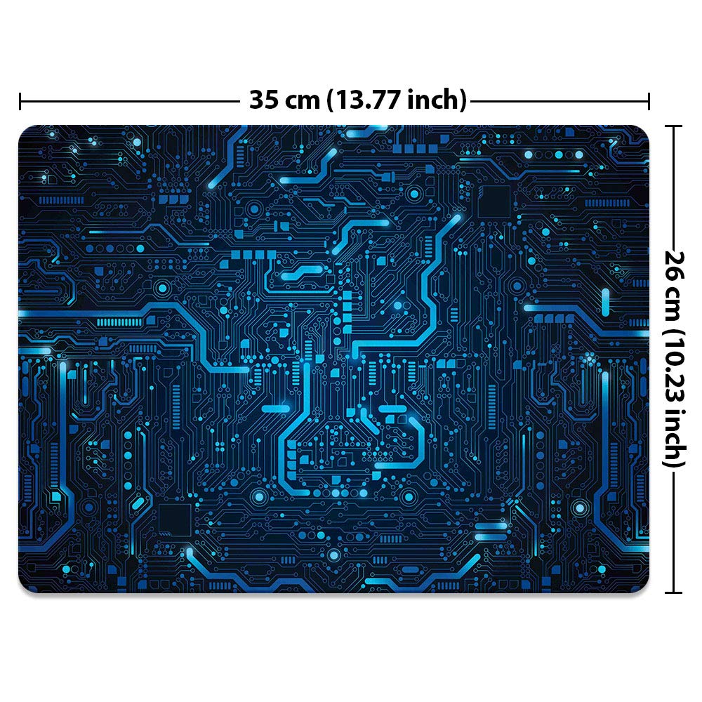 FINCIBO Extra Large Non-Slip Rectangle Mouse Pad - Blue Circuit Board Design for Gaming, Office & Home Use - Perfect for PC, Laptop & Computer Workstations