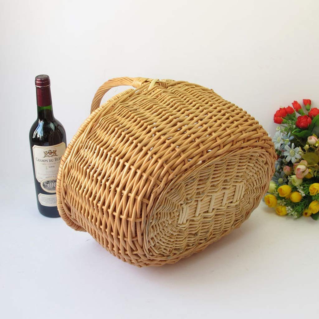 Large Capacity Wicker Picnic Basket for 2 - Insulated Cooler with Handles, Portable Covered Storage for Outdoor Picnics, Beach Trips & Romantic Dates - Perfect Gift for Couples, Boys & Girls