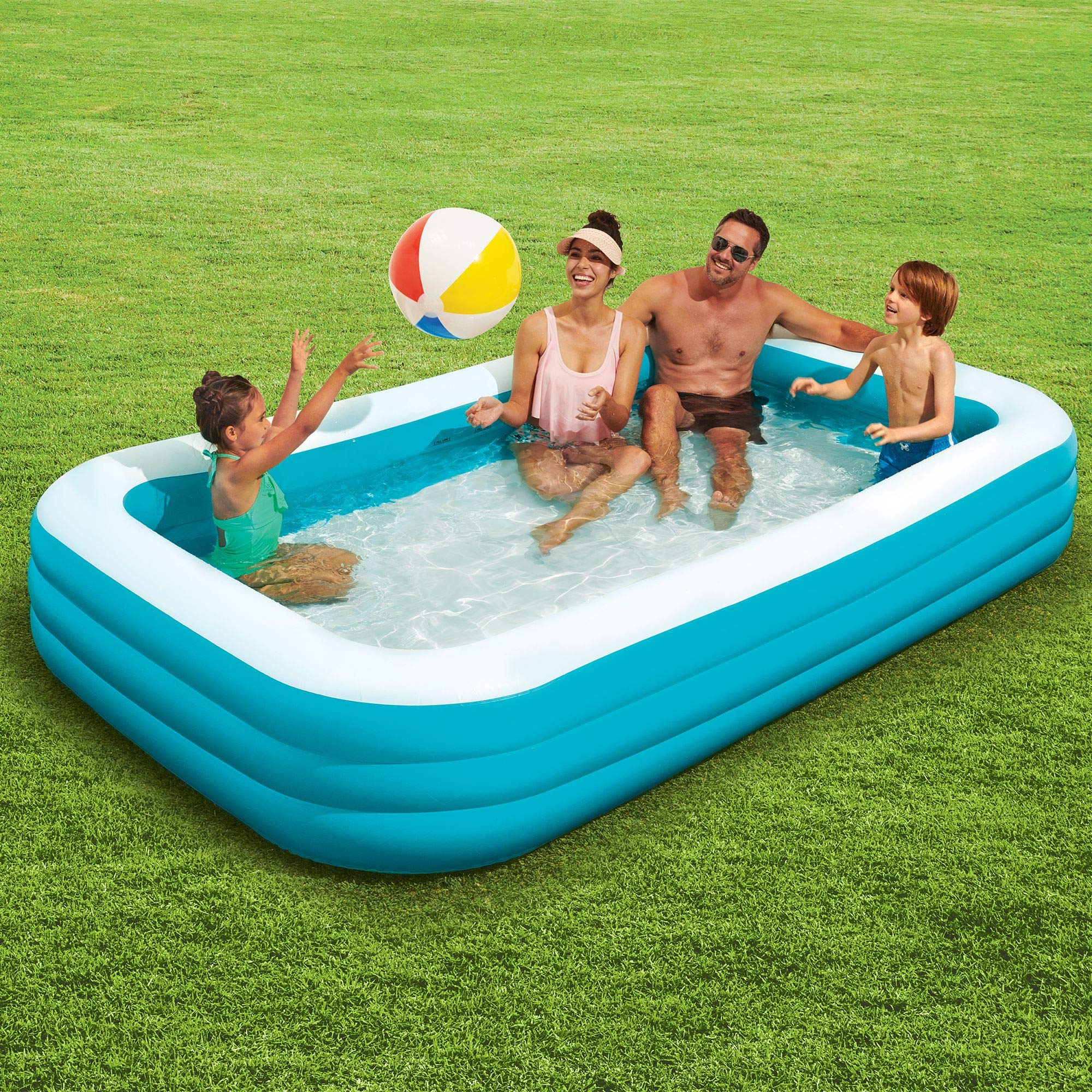 Play Day Deluxe 10ft Inflatable Family Pool for Kids & Adults - Includes Universal Electric Air Pump | Perfect for Backyard Fun, Summer Parties & Outdoor Relaxation