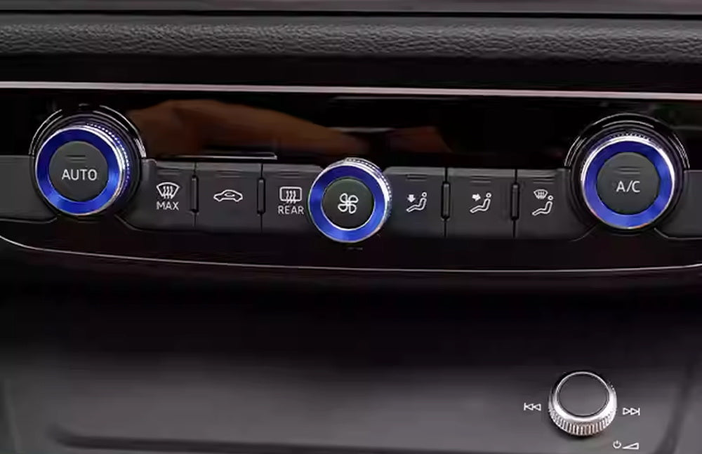 3-Piece Blue Aluminum AC Climate Control Knob Covers for Audi 2015-2020 A3 & 2019-Up Q3 - Upgrade Interior & Prevent Scratches