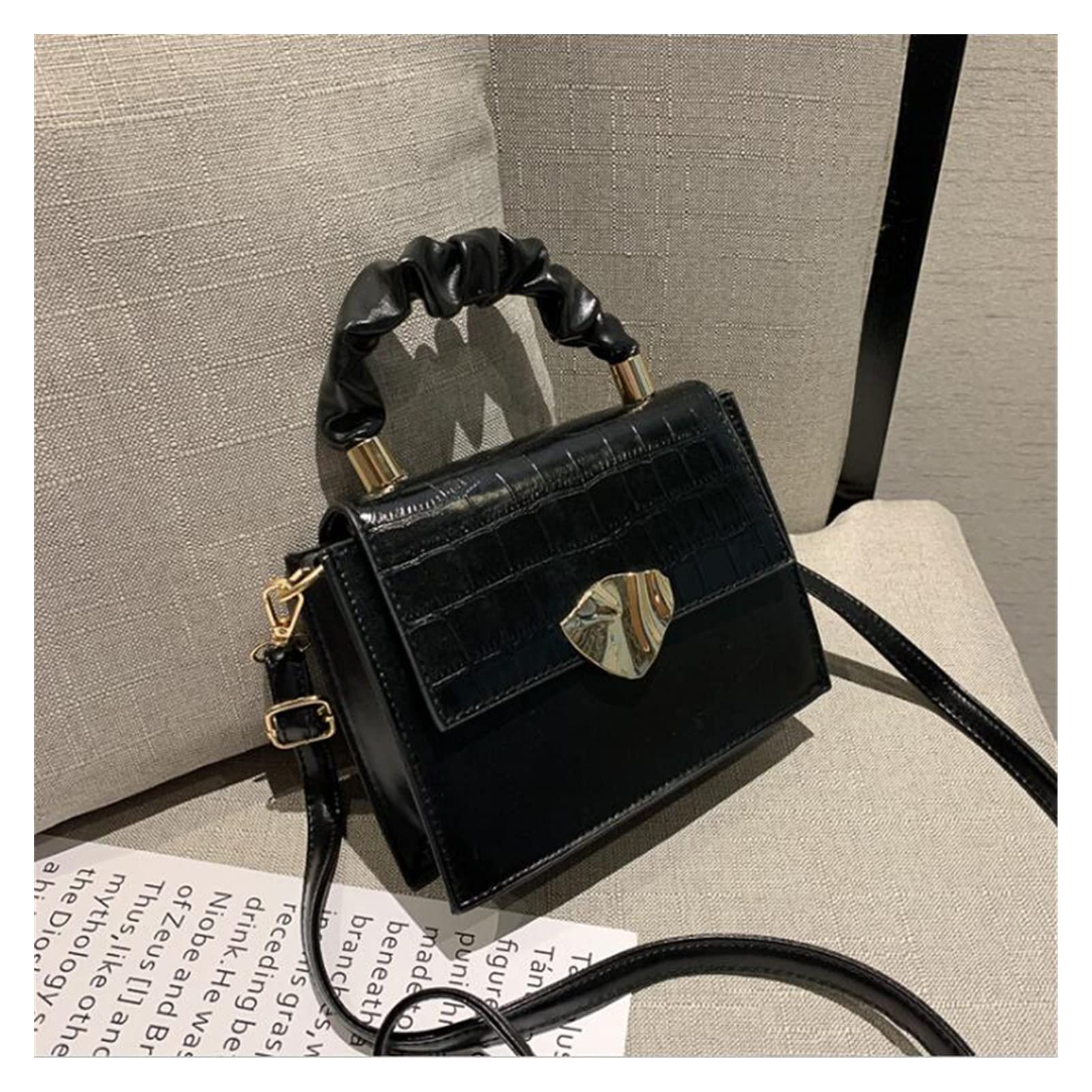 Bevis David Women's Small PU Leather Shoulder Bag - Stone Pattern Crossbody Purse with Solid Flap (Color B) | Fashionable Handbag for Work, Travel & Evening Out