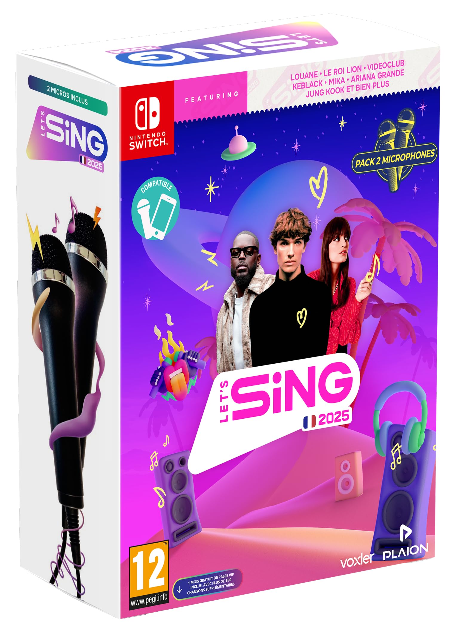 Let's Sing 2025 with Microphones - Nintendo Switch Karaoke Game Bundle | Family Party & Music Entertainment