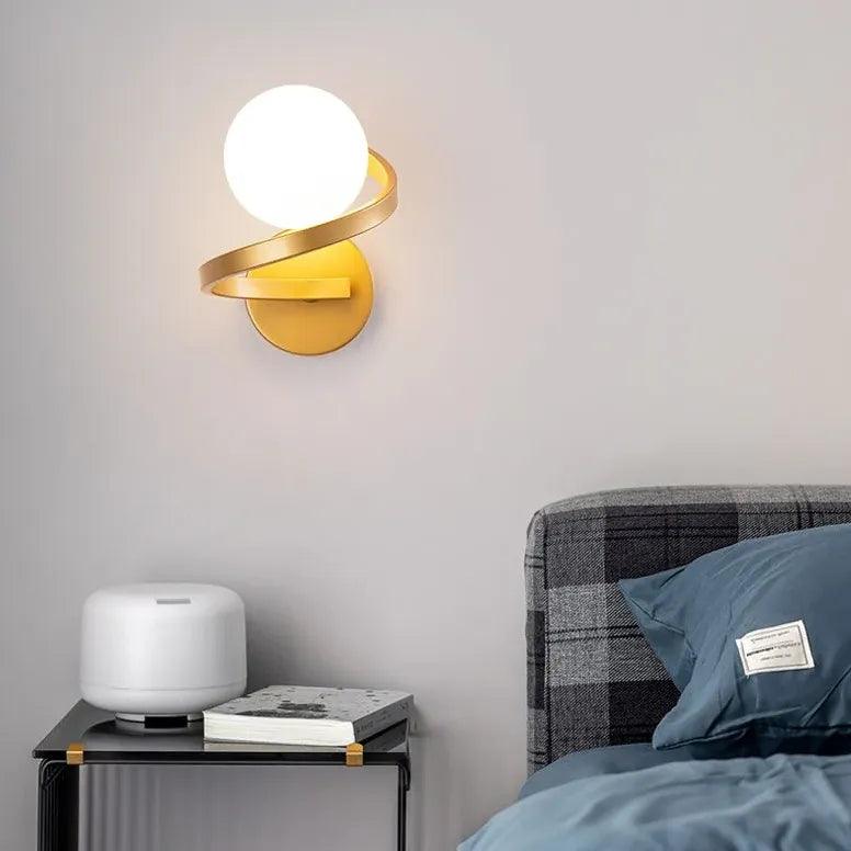Spiral Globe Glass Wall Lights for Bedroom - Modern LED Night Light with Dimmable Warm White, Perfect for Nursery, Living Room, and Home Decor