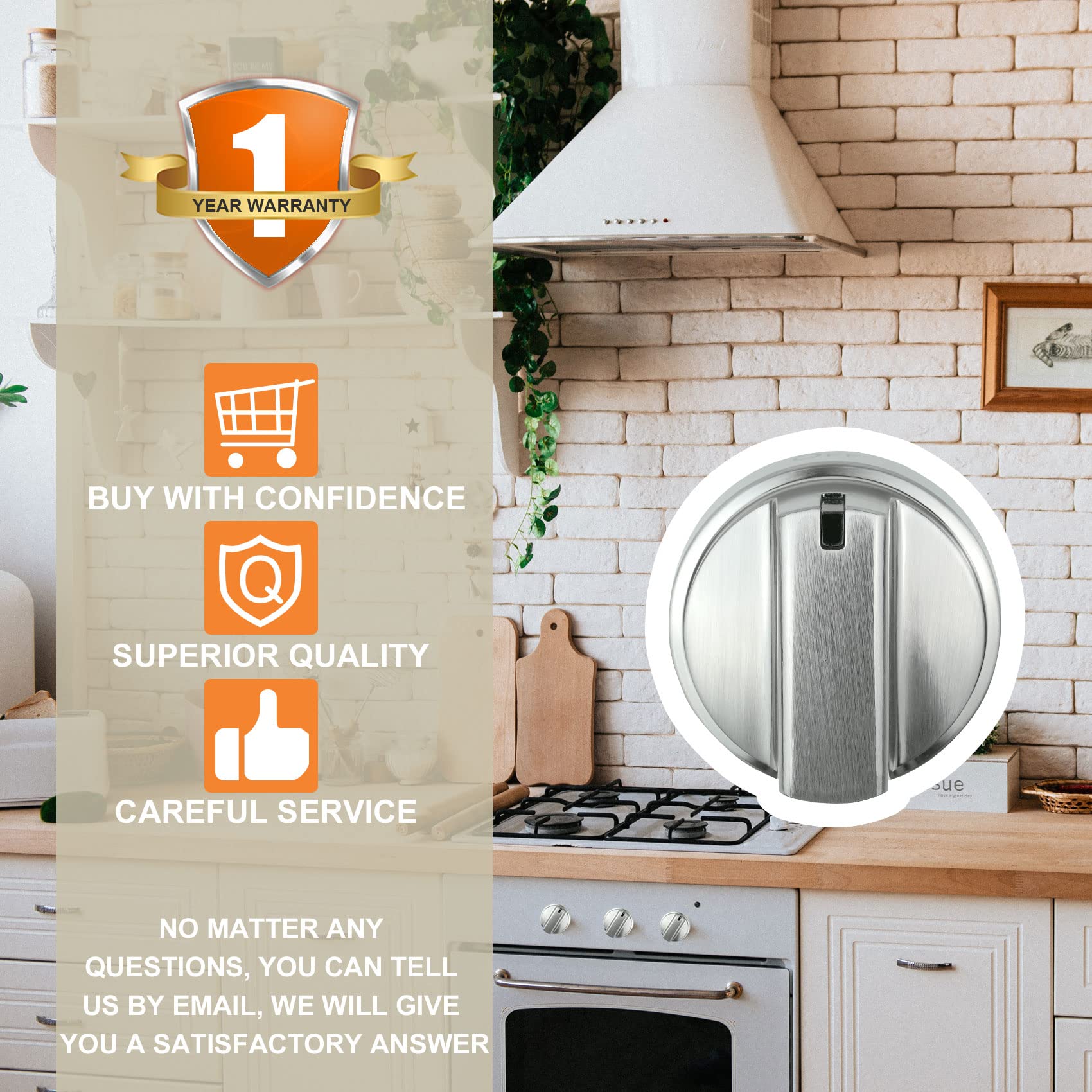 Stainless Steel Gas Stove Knob Replacement for GE - WB03x24818, PS11729081, AP5989029 - Durable Stove Control Knob Compatible with GE Stoves (Not Universal) - Perfect for Kitchen Appliance Repair & Stove Maintenance