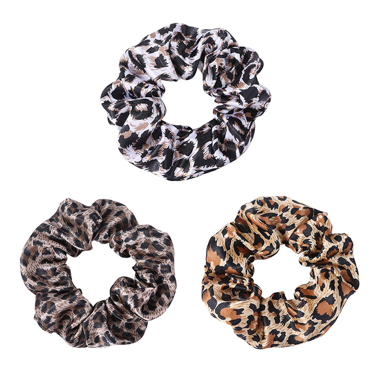 Activane Scrunchies Hair Ties - Soft Elastic Hair Bands for Women & Teens - Leopard Print Ponytail Holders - Perfect for Workouts, Office & Everyday Use