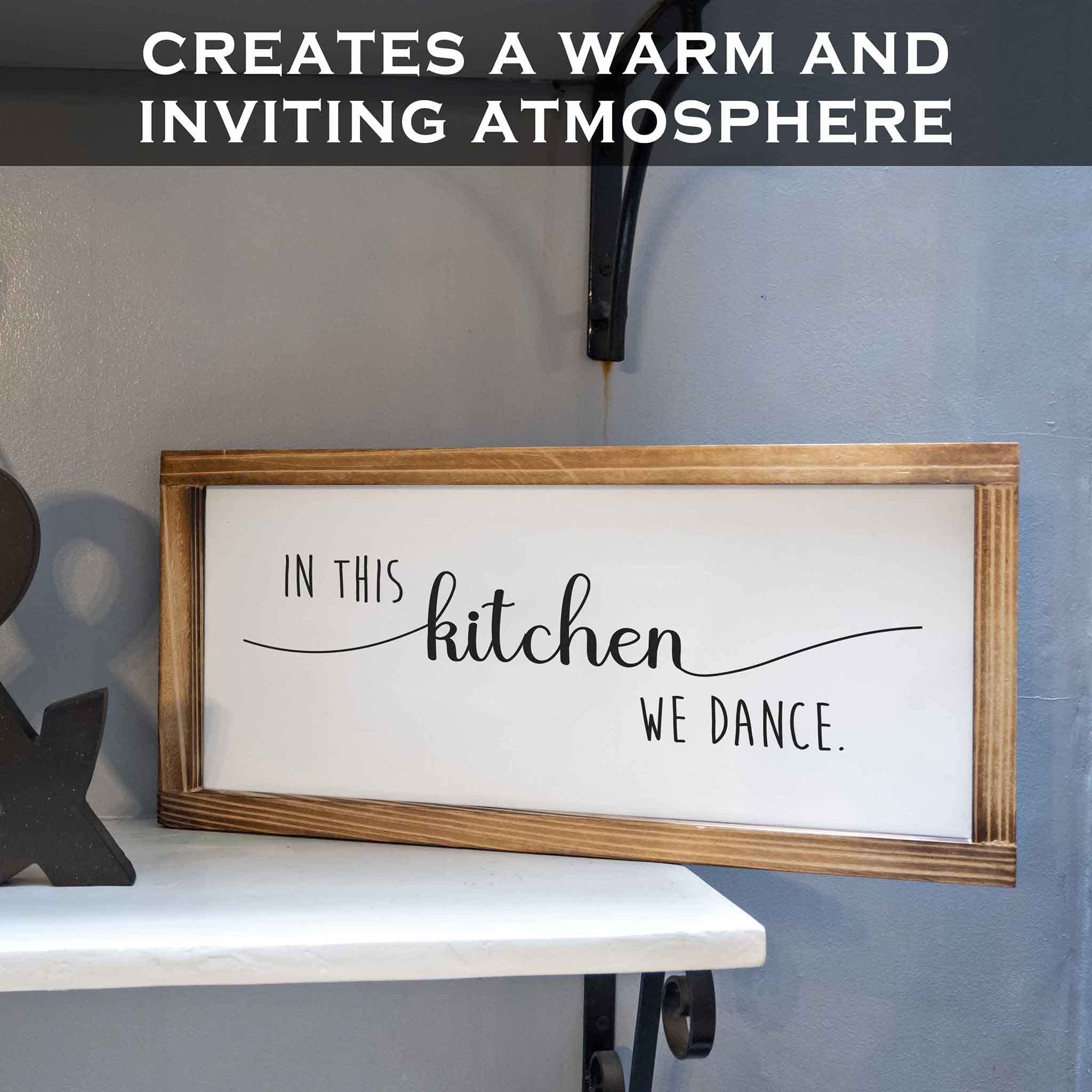 8x17 Inch 'In This Kitchen We Dance' Wall Sign - Farmhouse Kitchen Decor, Rustic Dance Sign for Home, Perfect for Kitchens, Dining Rooms & Dance Studios - Adds Fun & Whimsy to Any Space