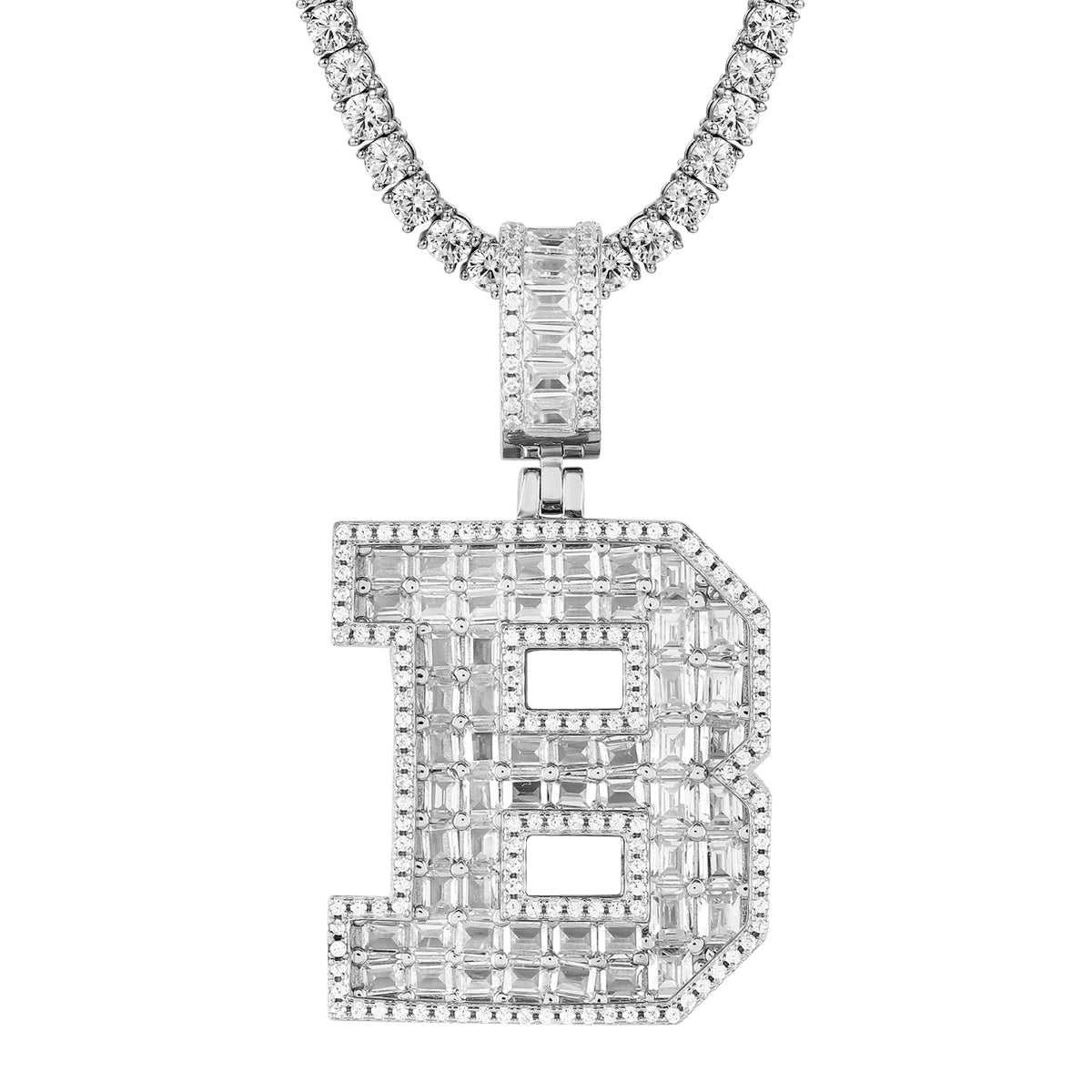 Custom Sterling Silver Initial Letter Pendant - Emerald Cut Personalized Jewelry for Women - Perfect for Birthdays, Anniversaries & Gifts