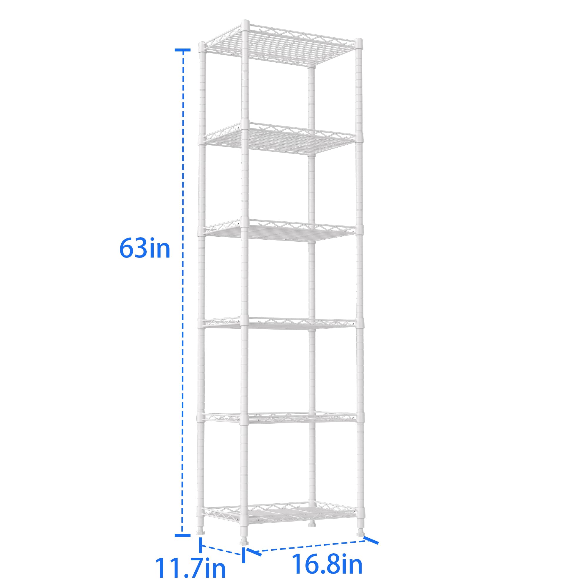 REGILLER 6-Tier Adjustable Steel Wire Shelving Unit - 11.7