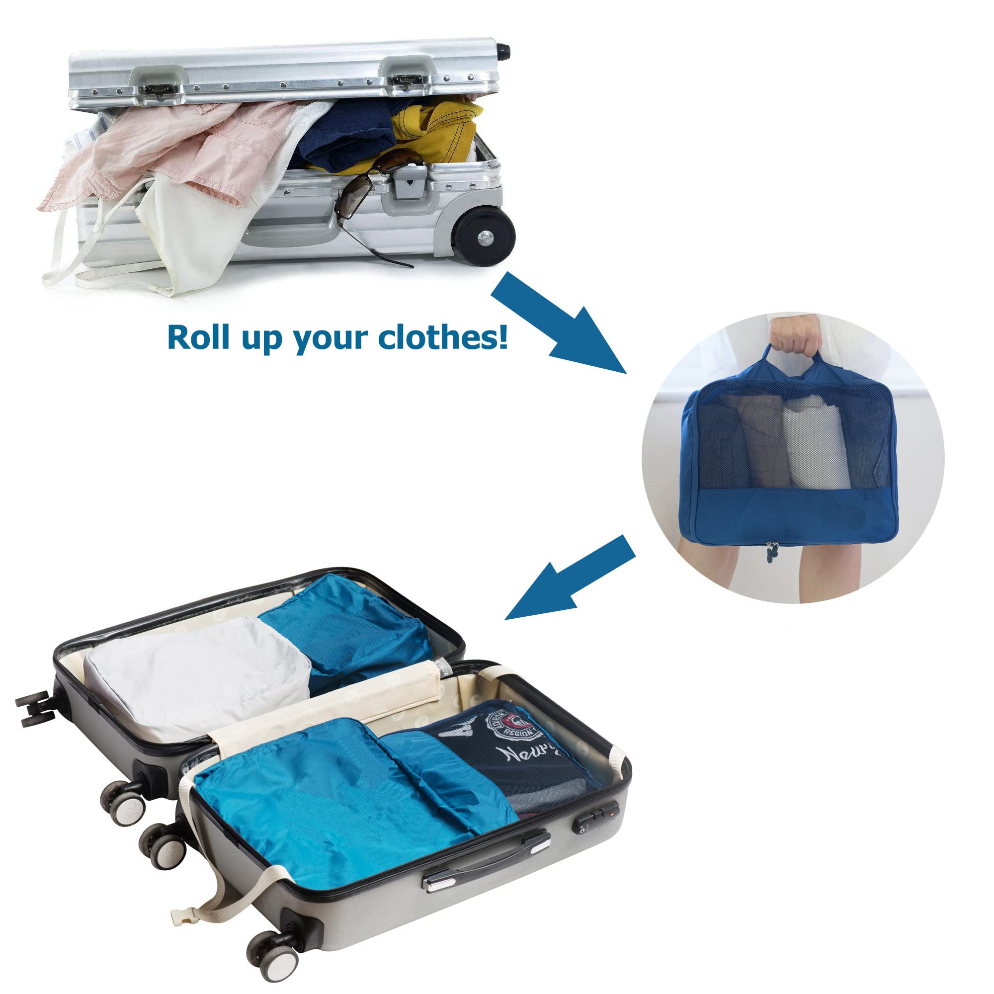 DoubleTrip Extra Large Packing Cubes for Travel - 6-Piece Suitcase Organizer Set (3 Sizes) Fits 28-Inch Luggage | Space-Saving Travel Accessories for Business Trips, Vacations & Weekend Getaways