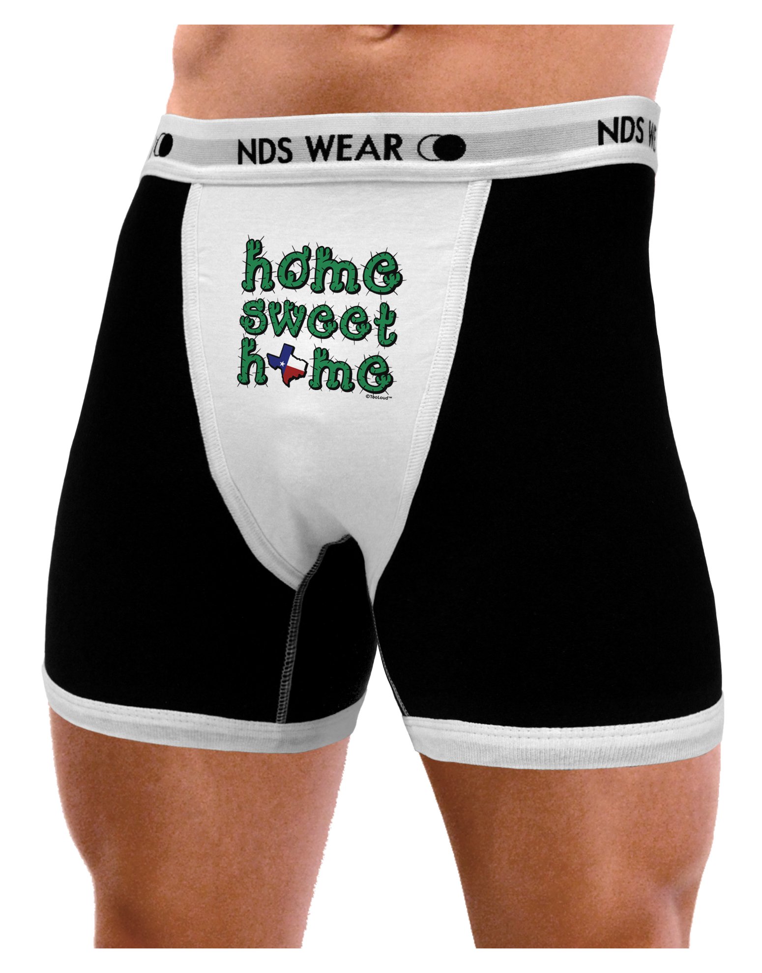 TooLoud Home Sweet Home Texas Cactus & State Flag Men's Boxer Briefs - Comfortable Cotton Underwear for Everyday Wear & Texas Pride Gifts