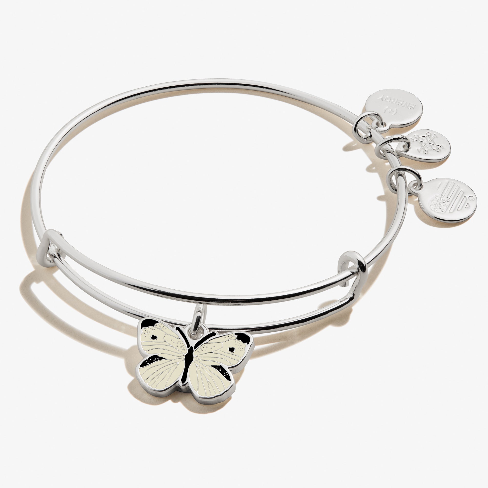 Elegant Cabbage White Butterfly Charm Bangle - Sterling Silver Adjustable Bracelet for Women - Perfect for Weddings, Parties & Everyday Wear