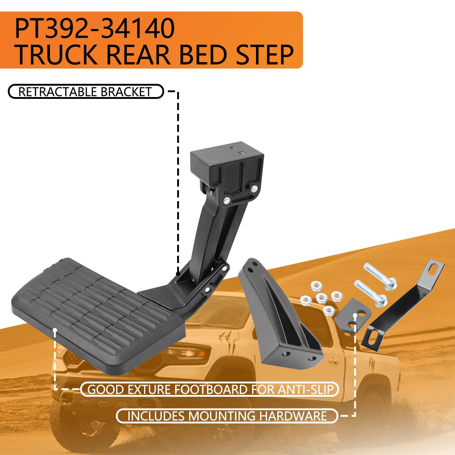 Retractable Bed Step for Toyota Tundra 2014-2021 | Folding Rear Bumper Tailgate Step Replacement | PT392-34140 & 75316-01A | Easy Truck Bed Access for Camping, Hunting & Work