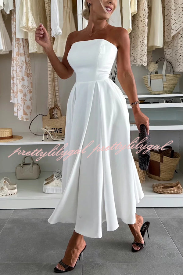 Elegant Solid Color Off Shoulder Pocket Midi Dress for Women - Summer Casual, Beach Vacation, Date Night Outfit