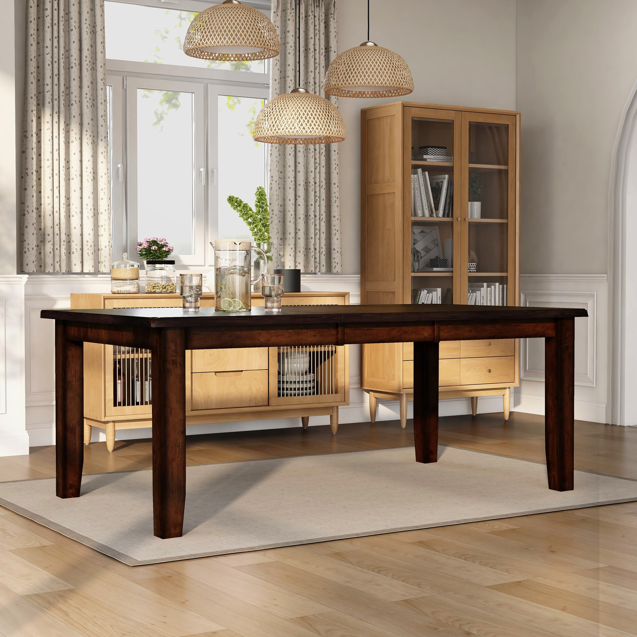 Furniture of America Dallas Transitional Dining Table - Dark Cherry Finish - Elegant Modern Dining Room Furniture for Family Gatherings & Dinner Parties