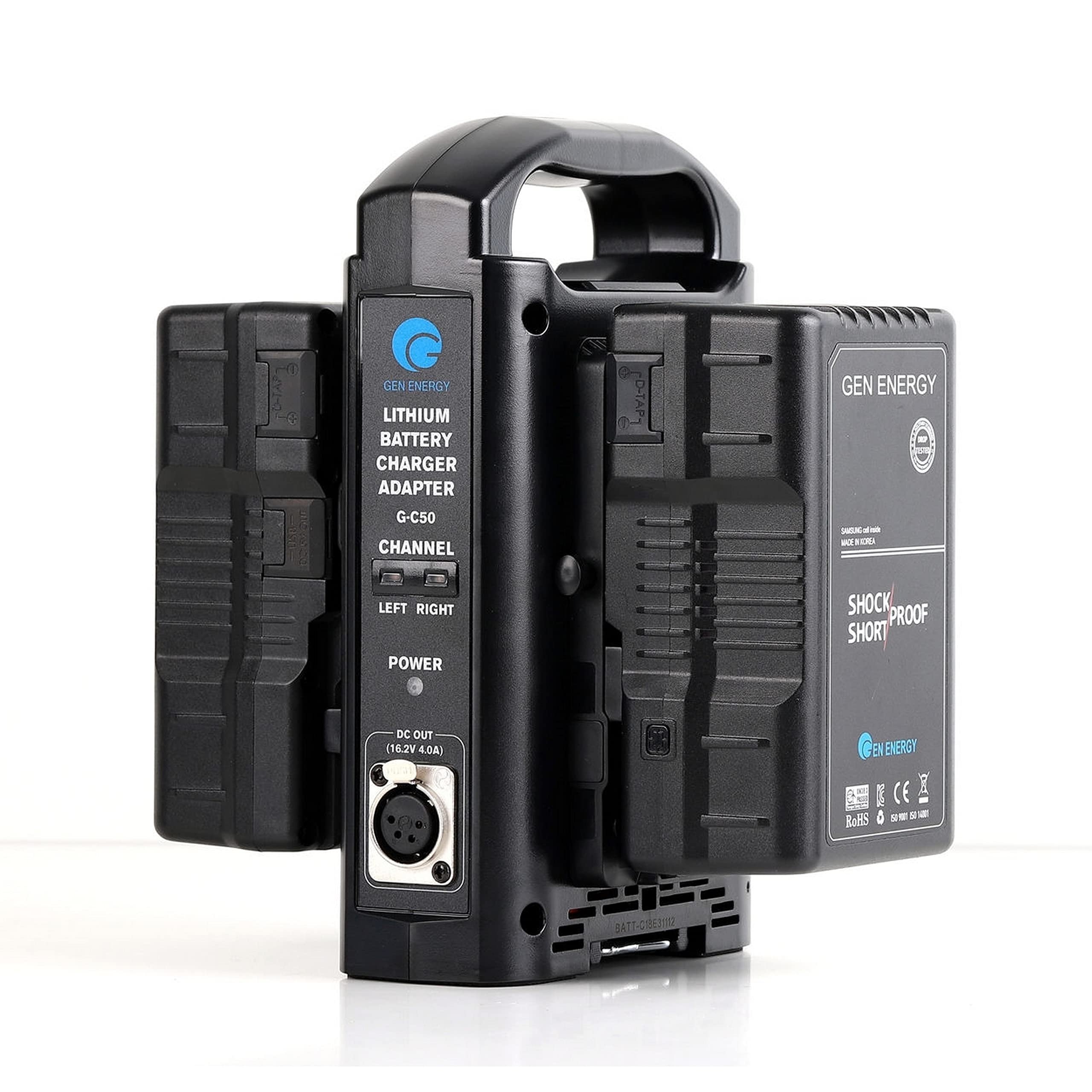 Gen Energy G-C50 Gold-Mount Battery Charger - Professional Camera Battery Charger for Sony, Canon, Nikon - Fast Charging & LED Indicator - Perfect for Film Production, Photography & Broadcast Studios