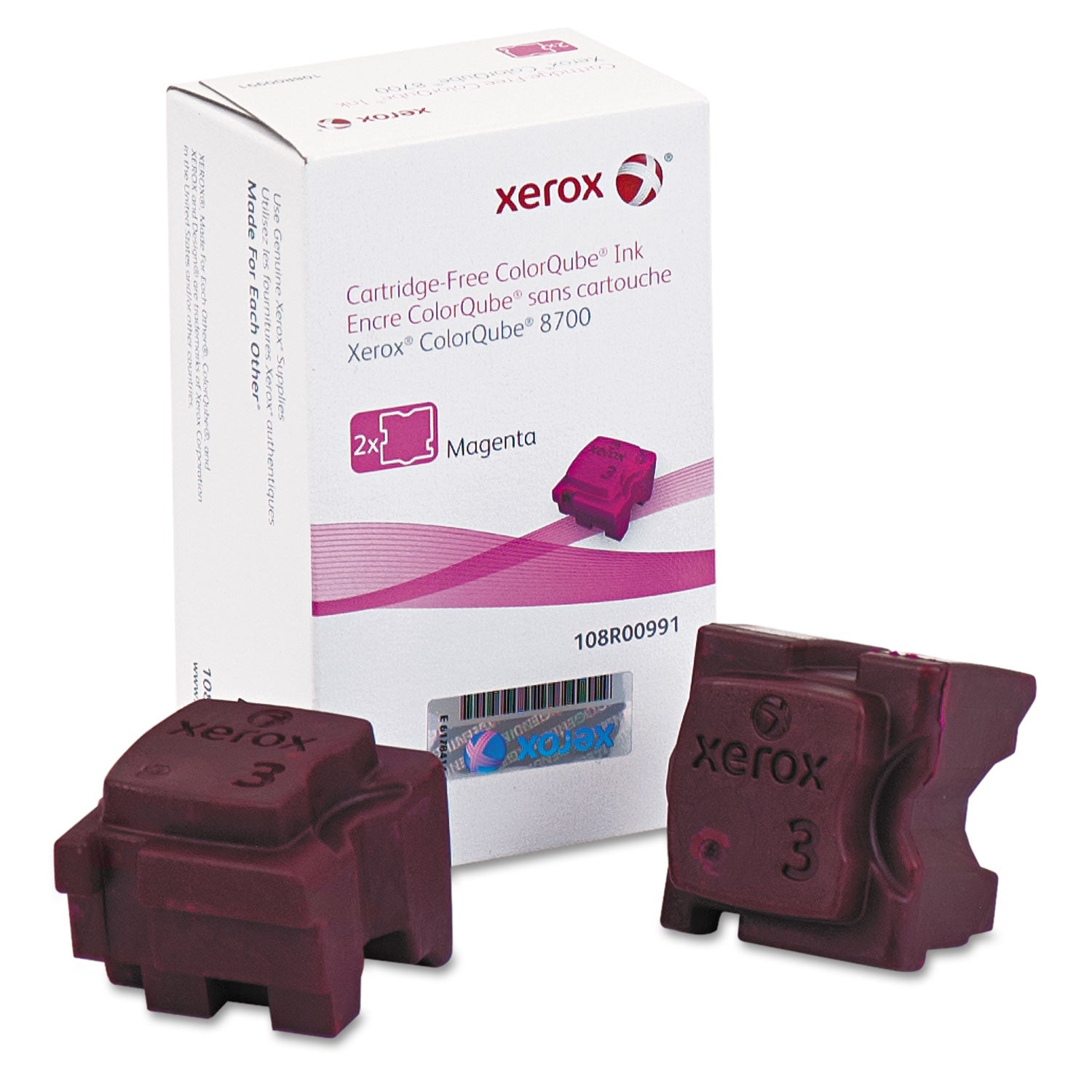 High-Yield 108R00991 Solid Ink Stick - 4200 Page Capacity, Magenta Color, 2/Box - Perfect for Office Printers & High-Volume Printing Needs