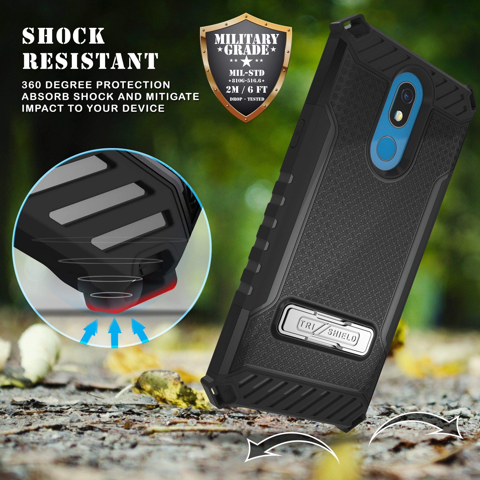 Military Grade Hybrid Shockproof Case with Stand & Dual Layer Cover for LG K40/Solo LTE/X4/Harmony 3/Xpression Plus 2 - Daisy Owl Design | Perfect for Outdoor Activities, Work & Travel Protection
