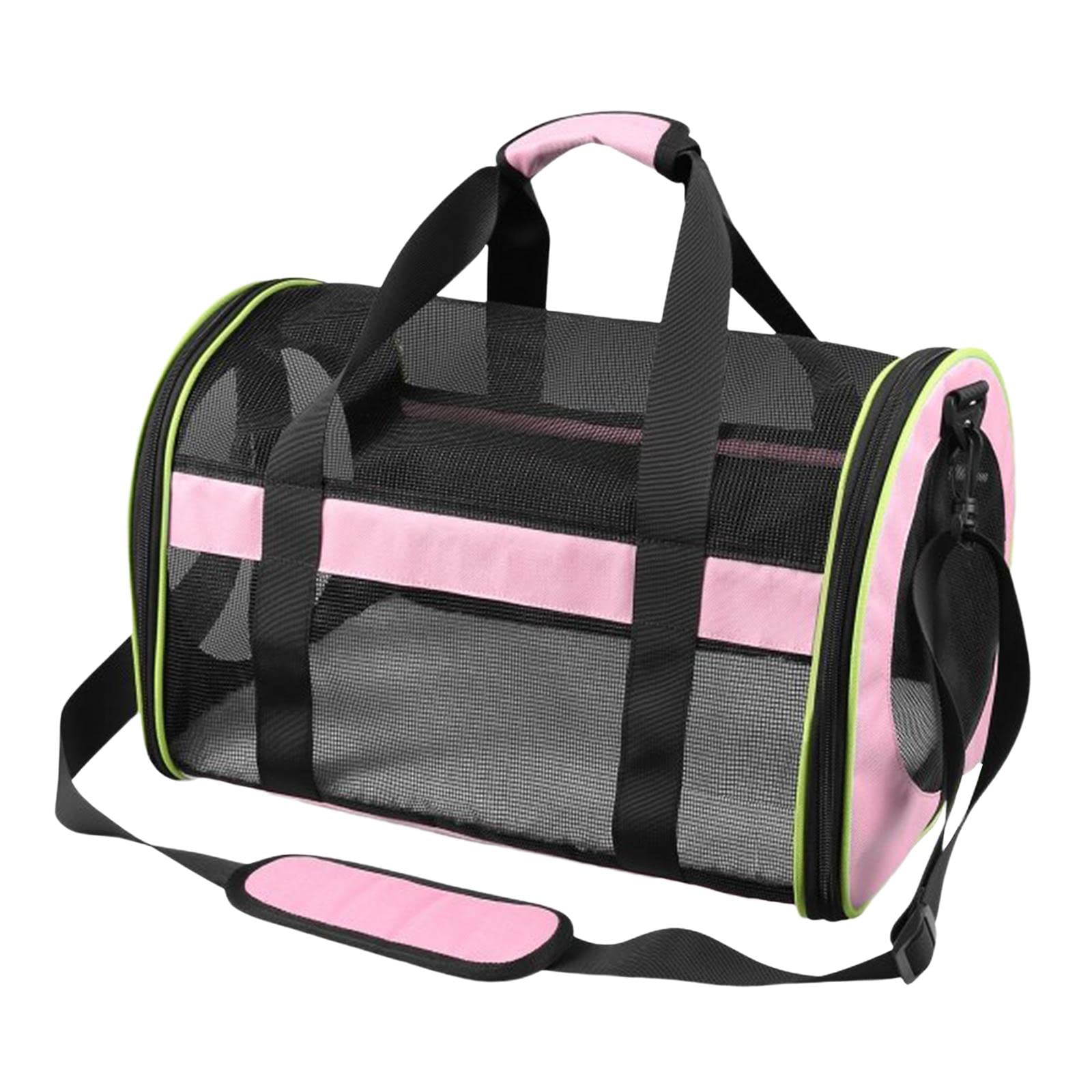 Enakshi Collapsible Pet Carrier for Dogs & Cats - Ventilated, Lightweight, 17.3x11x11 Inches - Black & Pink (Perfect for Travel, Vet Visits & Outdoor Adventures) | Pet Supplies | Dog Carriers & Totes