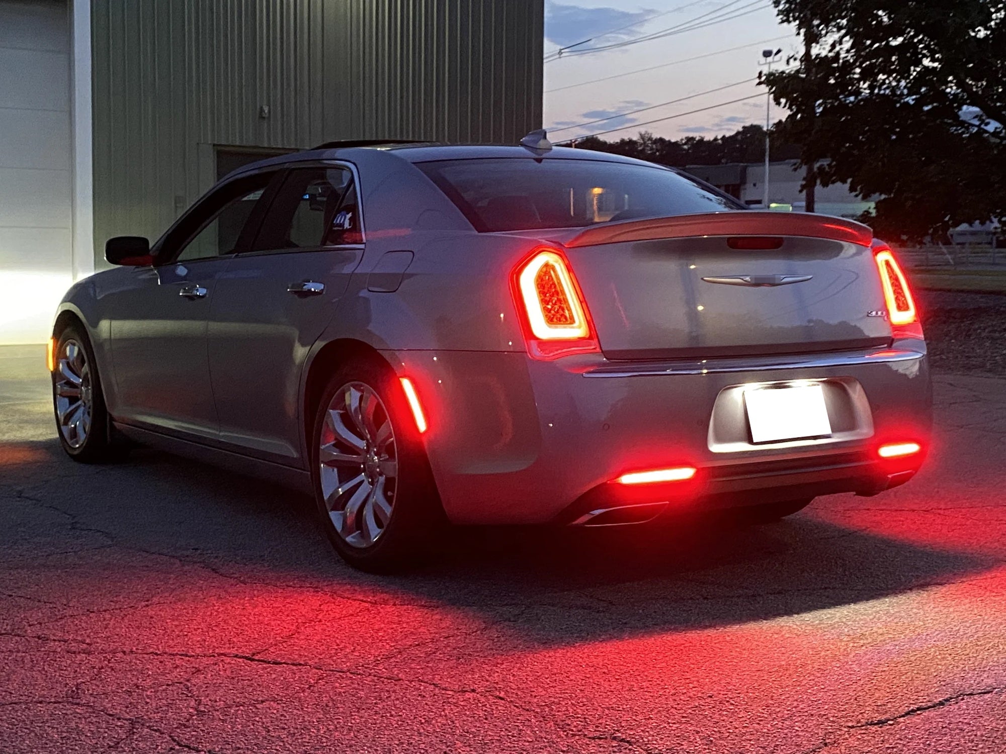 Dark Smoked Lens Full LED Rear Bumper Reflector Lights for 2015-2023 Chrysler 300 - Upgrade Your Car's Style & Safety at Night