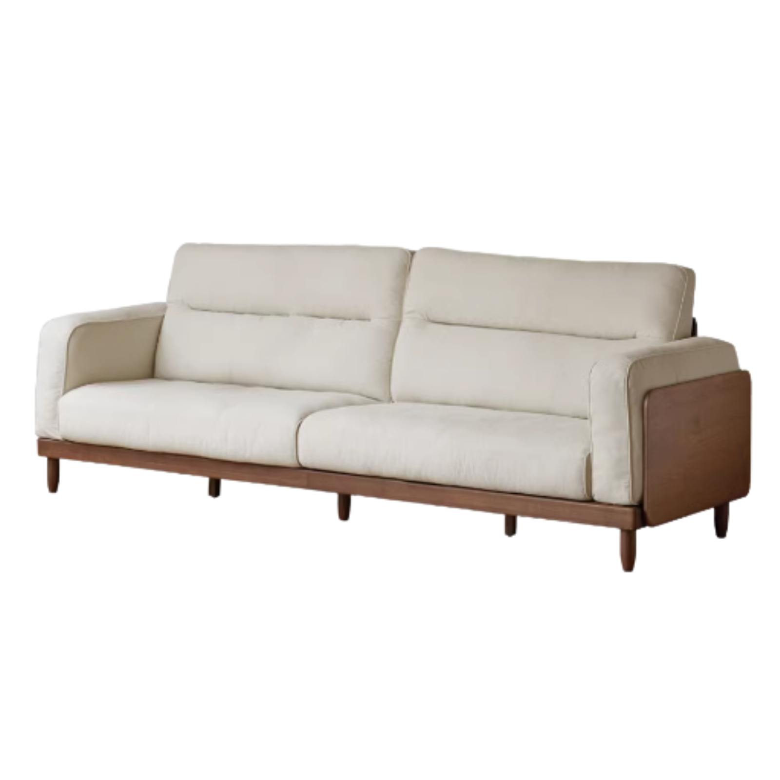 Premium Black Walnut & Ash Solid Wood Leather Sofa with Genuine Yellow Cowhide Upholstery - Luxury Living Room Furniture for Modern Home Decor