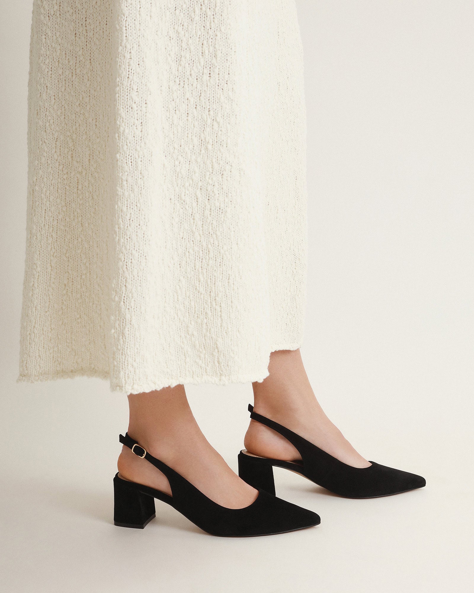 Black Suede Low Heel Pumps for Women - Comfortable Casual Shoes for Office, Party & Everyday Wear